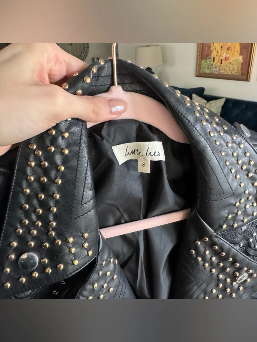 Little Lies fringed leather jacket size small - Picture 3 of 5